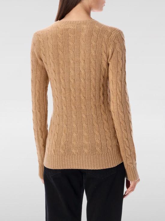 25FW 폴로 랄프로렌 폴로 자수 케이블 니트 스웨터 211971865 002 Brown - POLO RALPH LAUREN