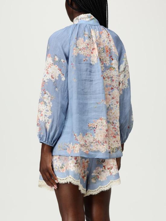 25FW 짐머만 블라우스 3548TSS255 TLBLBTFLO Gnawed Blue - ZIMMERMANN