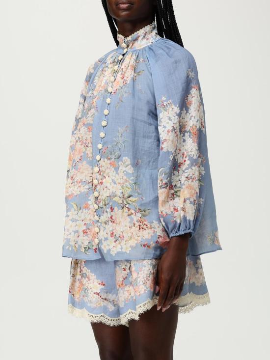 25FW 짐머만 블라우스 3548TSS255 TLBLBTFLO Gnawed Blue - ZIMMERMANN