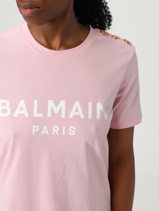 25FW 발망 반팔 티셔츠 BF1EF005BB02 OHV Pink - BALMAIN