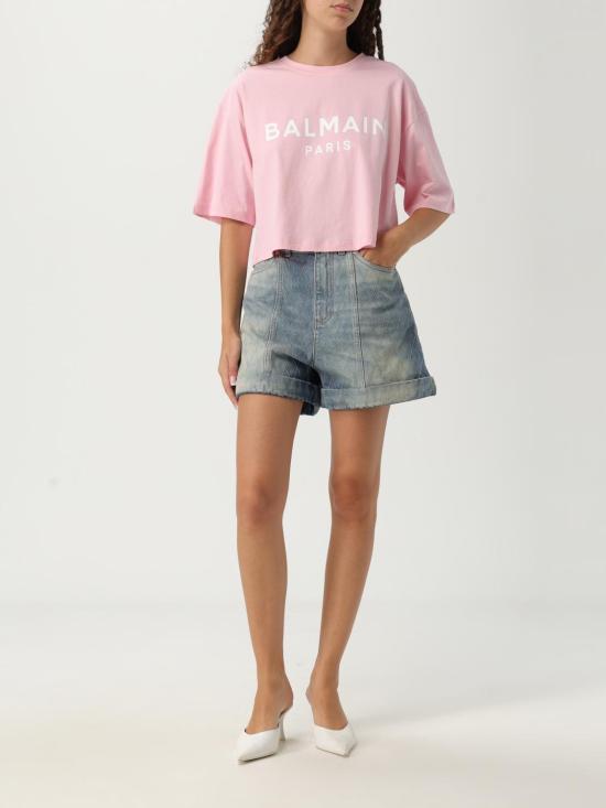 25FW 발망 반팔 티셔츠 BF1EE020BB02 OHV Pink - BALMAIN