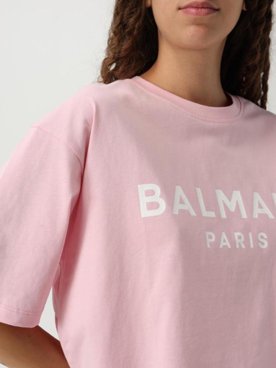 25FW 발망 반팔 티셔츠 BF1EE020BB02 OHV Pink - BALMAIN