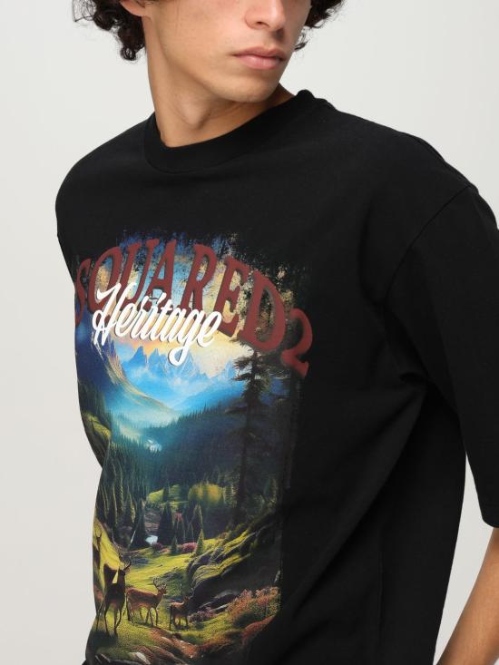 25FW 디스퀘어드2 반팔 티셔츠 S74GD1467S24583 900 Black - DSQUARED2