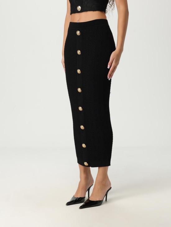 25FW 발망 롱 스커트 FF1LD066KI50 0PA Black - BALMAIN