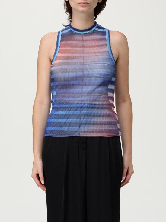 25FW 장 폴 고티에 민소매 티셔츠 K002TO332M005P 565034 Gnawed Blue