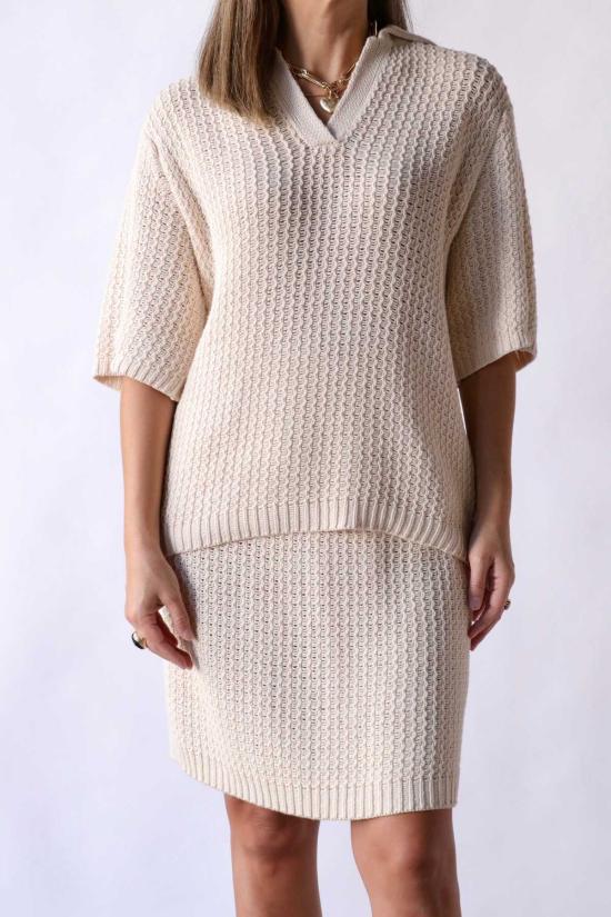  로렌 마누지안 반팔 티셔츠 랙 폴로 아이보리 - LAUREN MANOOGIAN