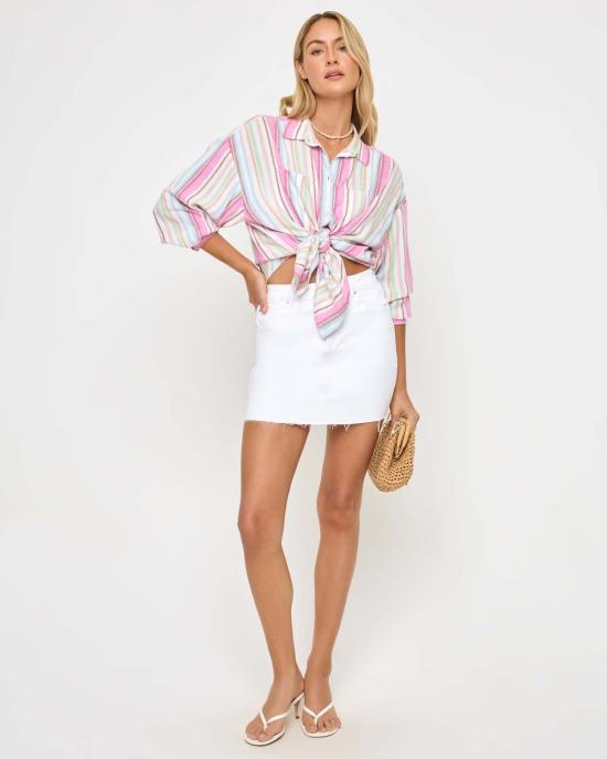  엘스페이스 후드 티셔츠 LSpace 산타 크루즈 튜닉 산트로페 스트라이프 - L SPACE