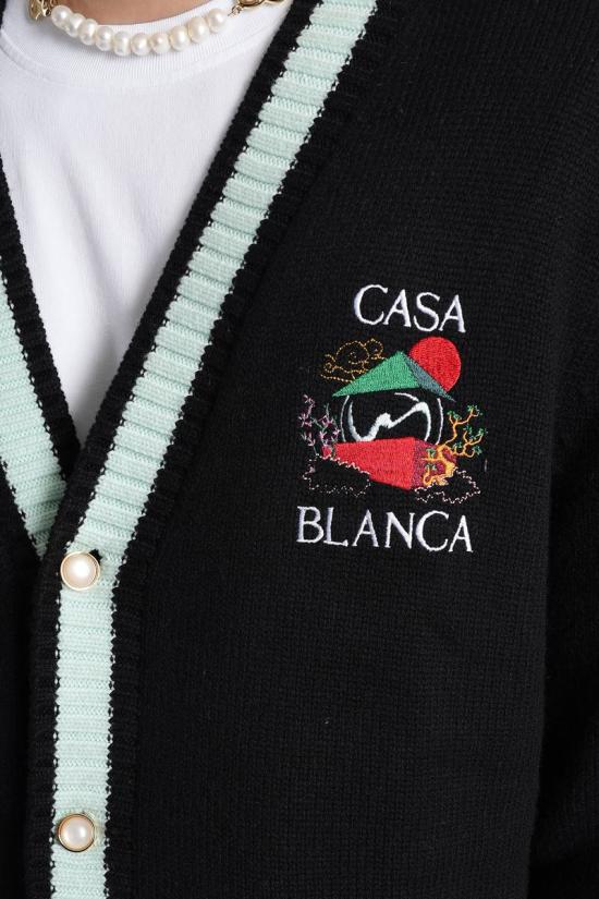 25FW 카사블랑카 가디건 422837 MPF25 KW 1001 Black - CASABLANCA