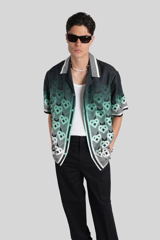 25FW 카사블랑카 반팔 셔츠 424109 MPF25 SH 003 Black - CASABLANCA