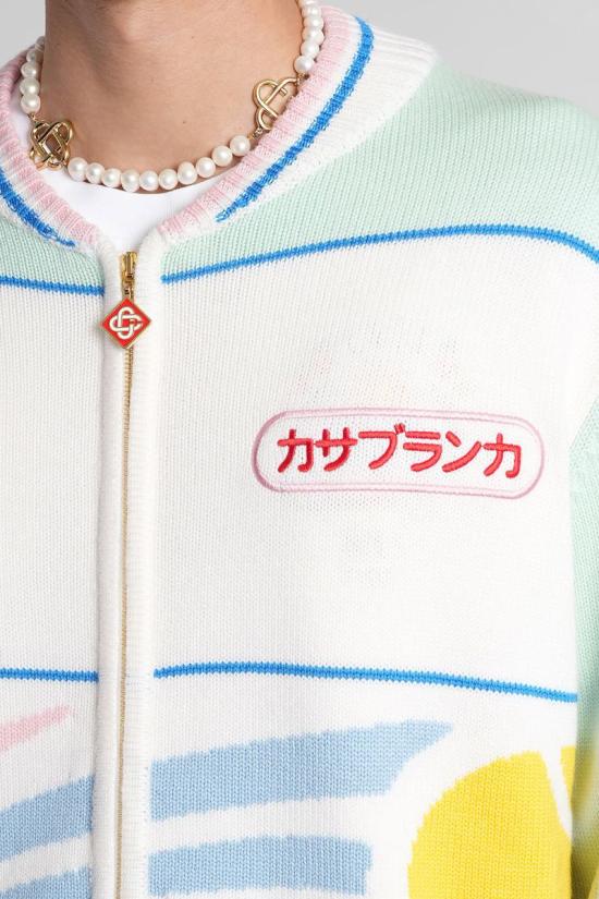 25FW 카사블랑카 스웨터 422836 MPF25 KW 1035 WHITE - CASABLANCA