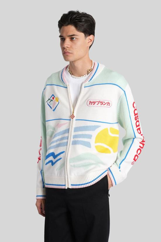 25FW 카사블랑카 스웨터 422836 MPF25 KW 1035 WHITE - CASABLANCA