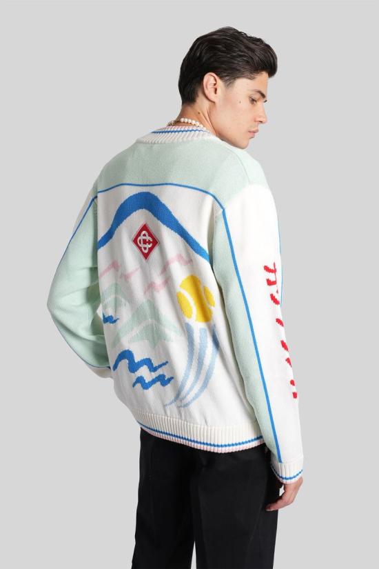 25FW 카사블랑카 스웨터 422836 MPF25 KW 1035 WHITE - CASABLANCA