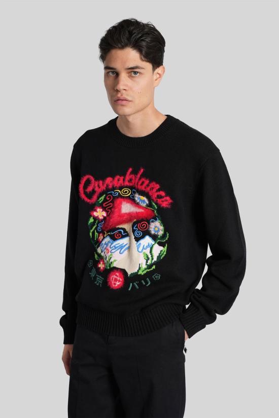 25FW 카사블랑카 스웨터 422835 MPF25 KW 1118 Black - CASABLANCA