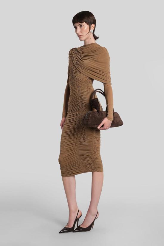 25FW 마그다뷰트림 미디 원피스 424317 328725 Brown - MAGDA BUTRYM