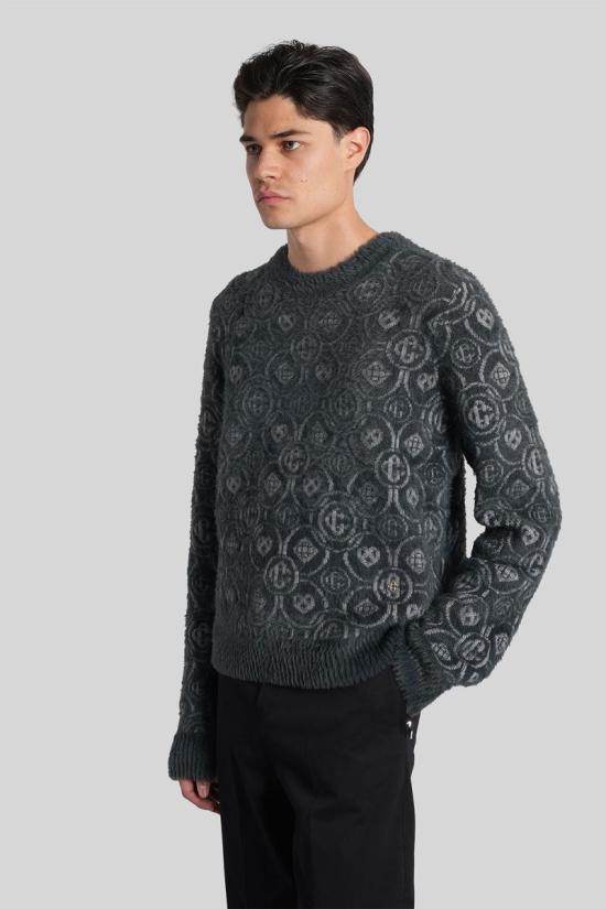 25FW 카사블랑카 스웨터 424313 M AW25 KW 1095 GREY - CASABLANCA