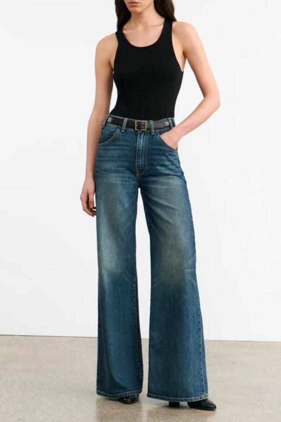  닐리로탄 데님 팬츠 닐리 로탄 살로메 와이드 레그 리지드 진 사이먼 워시 - NILI LOTAN