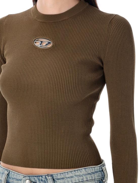 25FW 디젤 M-발라리 오발 D 립 니트 비스코스 블렌드 탑  A153280DLAX 5FP GREEN - DIESEL