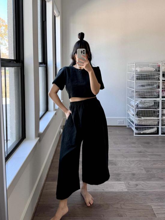  Nettle Studios 스트레이트 팬츠 네틀 스튜디오 미드 이지 팬츠 블랙 - OTHER BRANDS