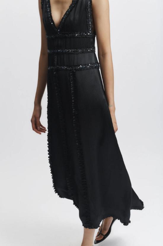  세인트 아트 롱 원피스 놀라 장식 실크 드레스 - SAINT ART