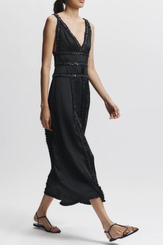  세인트 아트 롱 원피스 놀라 장식 실크 드레스