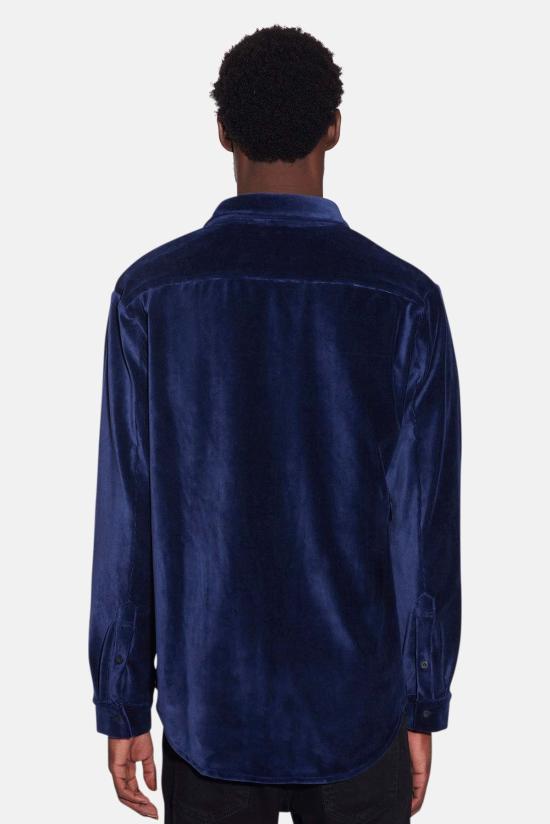  블루&크림 긴팔 셔츠 마이크로 코드 벨루어  네이비 - BLUE&CREAM