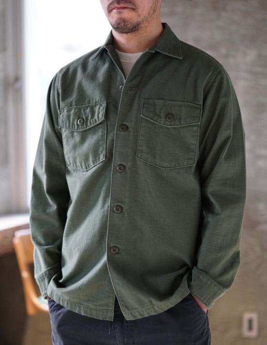  오어슬로우 긴팔 셔츠 Orslow Us Army 피로  그린 - ORSLOW
