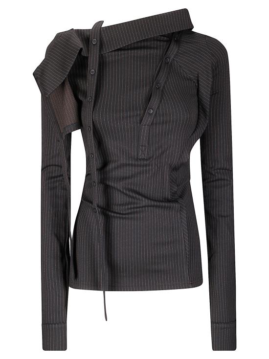 25FW 오토링거 후드 티셔츠 10210590401 BLK Black Pinstripe