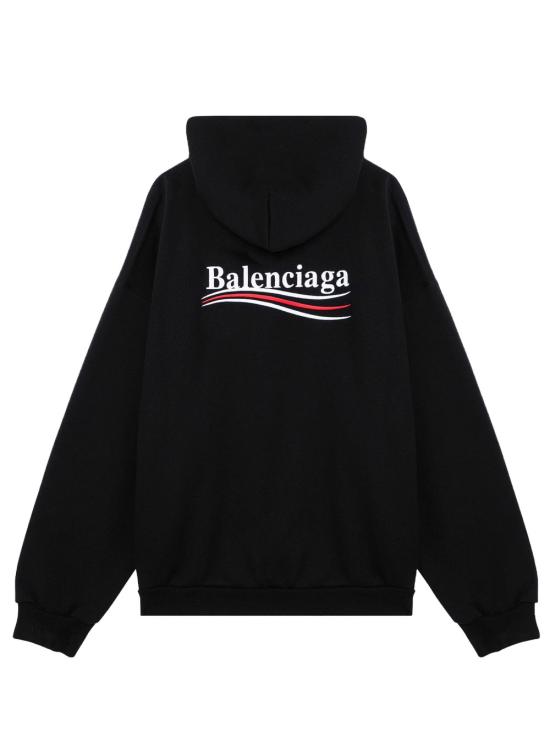 25FW 발렌시아가 미디엄 핏 후드 티셔츠 767877 TKVI9 1070 BLACK WHITE - BALENCIAGA