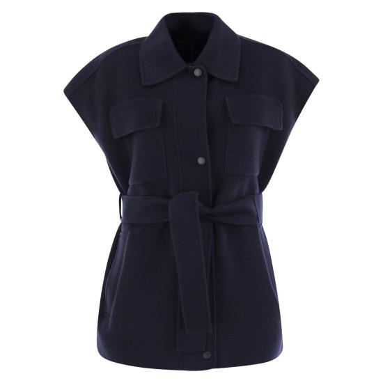 25FW 위켄드막스마라 ELEGIA 엘레지아 버진 울 슬리브리스 코트  2525276021600 BLUE