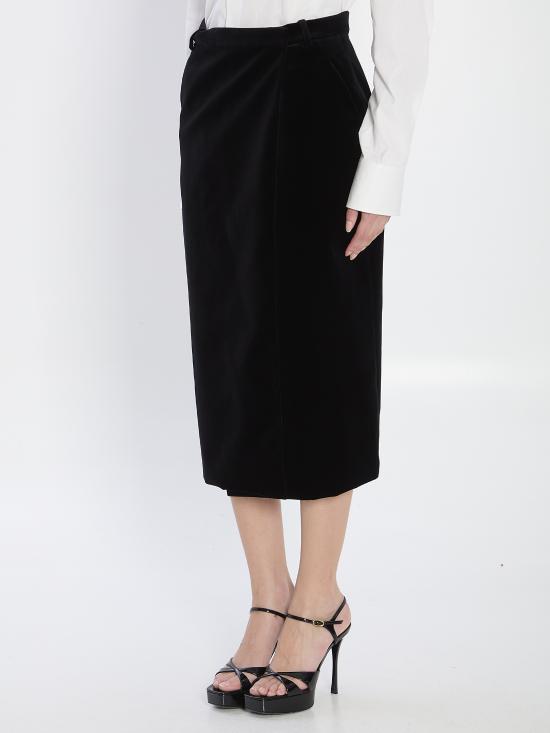 25FW 생로랑 미디 스커트 826769 BLACK - SAINT LAURENT