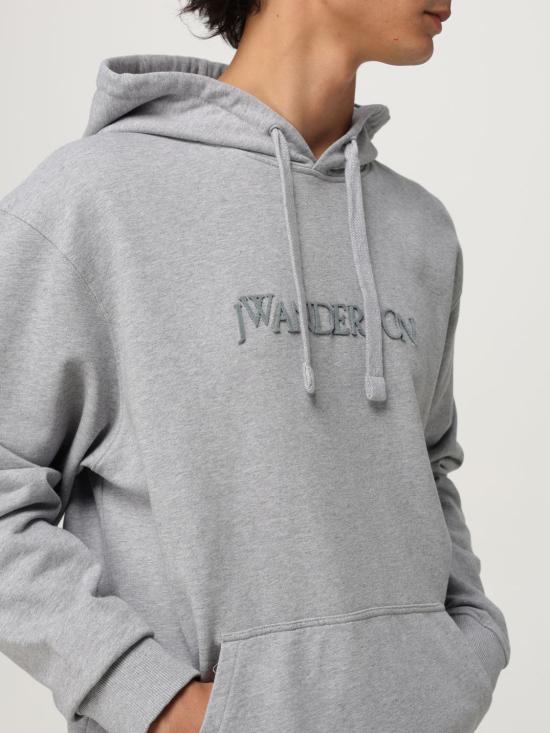 25FW JW앤더슨 로고 패치 포켓 후드 티셔츠 JW0214PG1632 907 Grey - JW ANDERSON