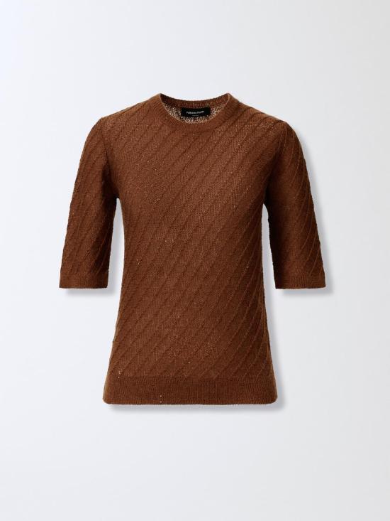 25FW 파비아나 필리피 울 실크 스팽글 스웨터 MAD215F110D296 1267 Mahogany - FABIANA FILIPPI