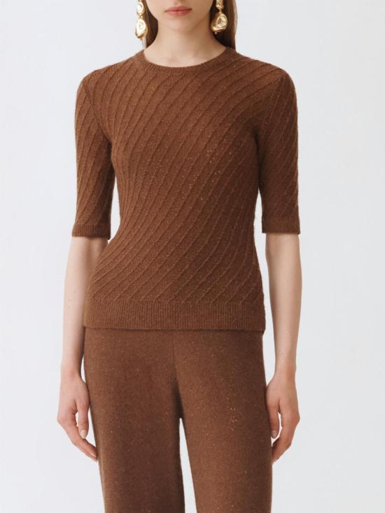 25FW 파비아나 필리피 울 실크 스팽글 스웨터 MAD215F110D296 1267 Mahogany