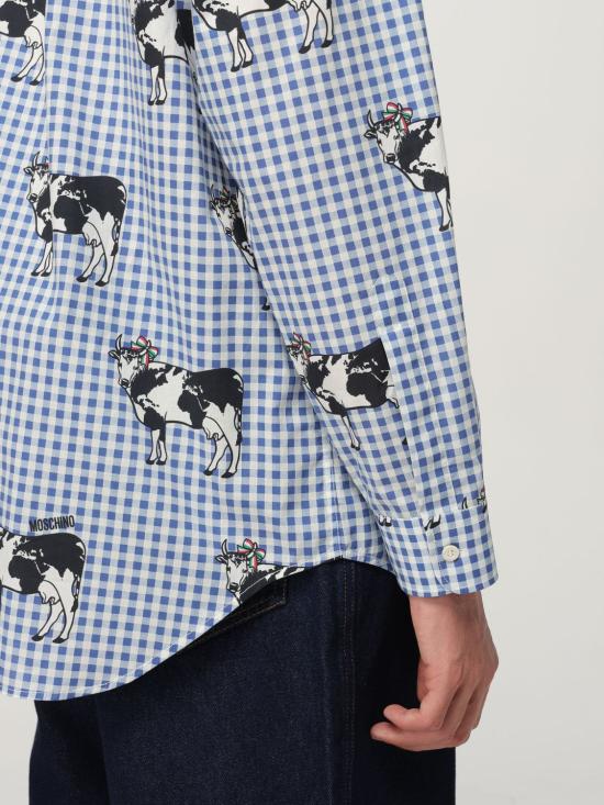 25FW 모스키노 긴팔 셔츠 02115254 1293 Blue - MOSCHINO