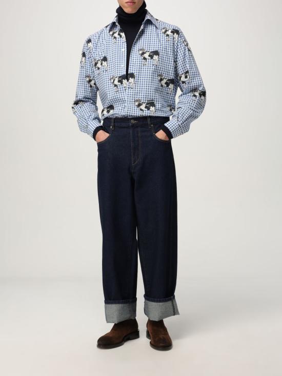 25FW 모스키노 긴팔 셔츠 02115254 1293 Blue - MOSCHINO