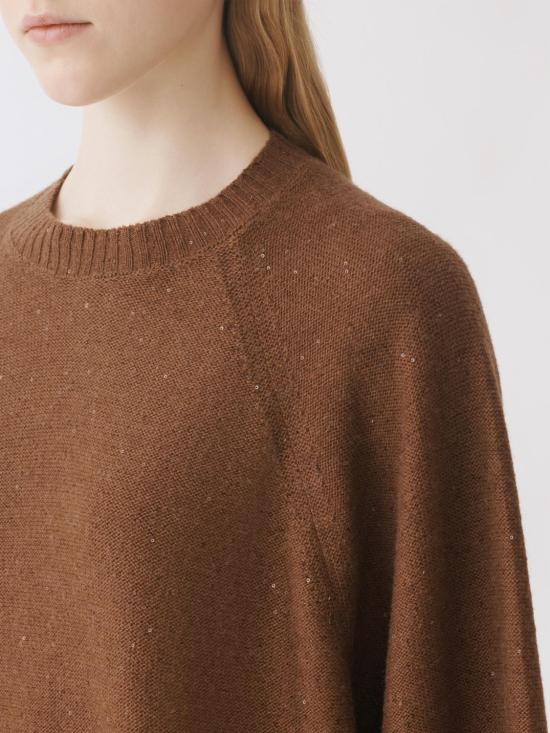 25FW 파비아나 필리피 울 실크 스팽글 케이프 MAD215F067D296 1267 Mahogany - FABIANA FILIPPI