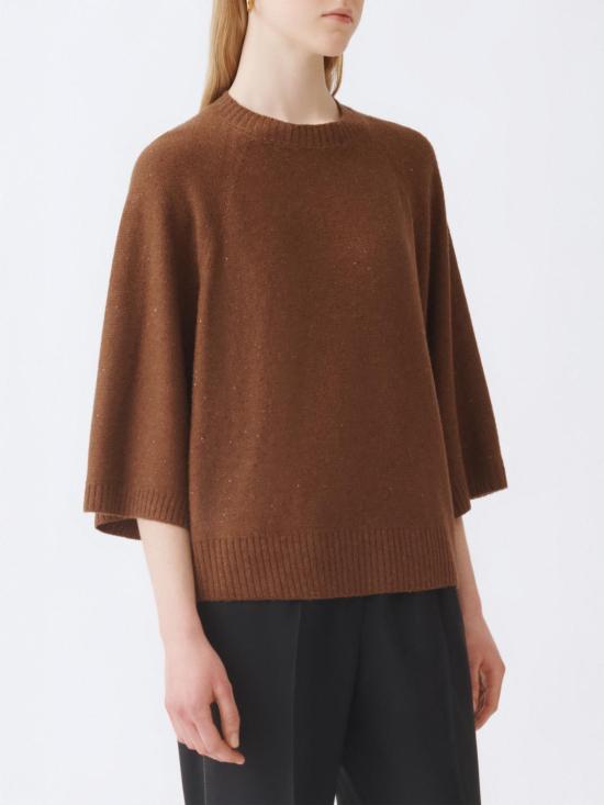 25FW 파비아나 필리피 울 실크 스팽글 케이프 MAD215F067D296 1267 Mahogany