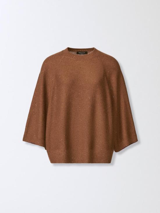 25FW 파비아나 필리피 울 실크 스팽글 케이프 MAD215F067D296 1267 Mahogany - FABIANA FILIPPI