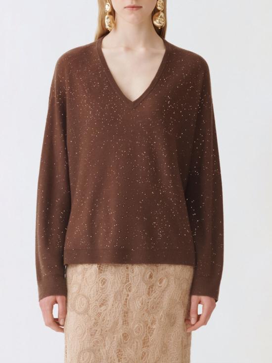 25FW 파비아나 필리피 시스루 브이넥 스웨터 MAD215F064L557 1269 Ebony