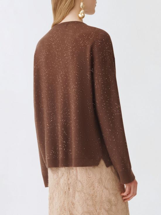 25FW 파비아나 필리피 시스루 브이넥 스웨터 MAD215F064L557 1269 Ebony - FABIANA FILIPPI