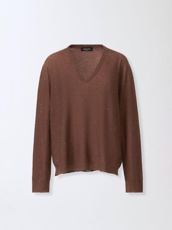 25FW 파비아나 필리피 시스루 브이넥 스웨터 MAD215F064L557 1269 Ebony - FABIANA FILIPPI