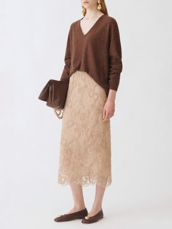 25FW 파비아나 필리피 시스루 브이넥 스웨터 MAD215F064L557 1269 Ebony - FABIANA FILIPPI