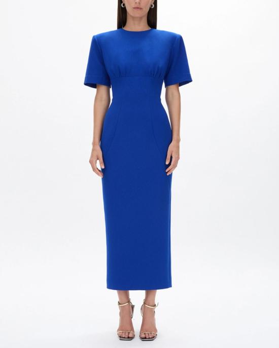  레이첼 길버트 롱 원피스 도버 반팔 드레스 코발트