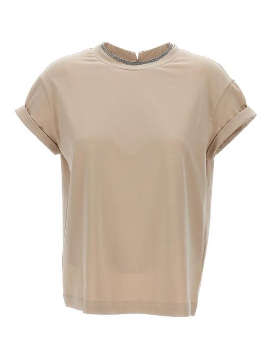 25FW 브루넬로 쿠치넬리 반팔 티셔츠 MPT18BD200C8539 Beige