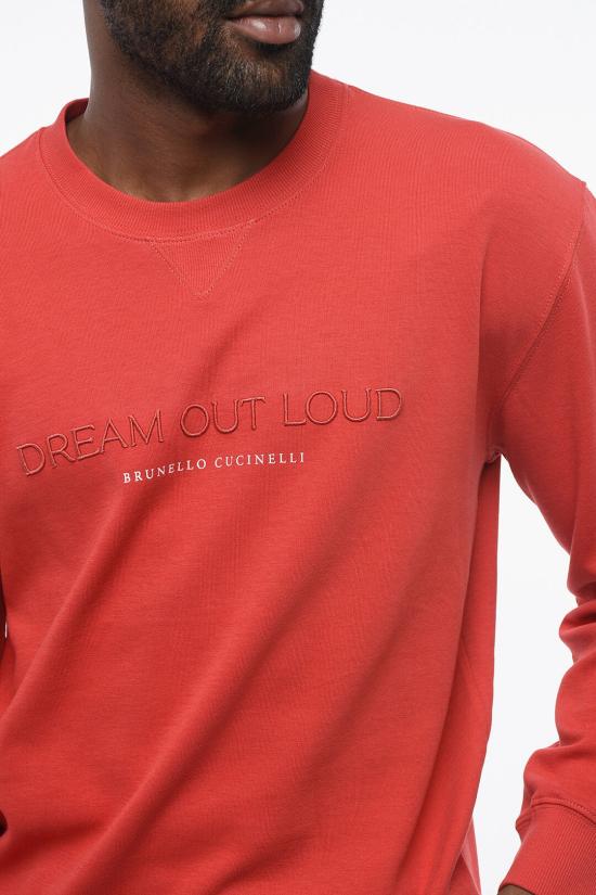  브루넬로 쿠치넬리 로고 프린트 라운덱 스웻셔츠 M0T353441 TD874 CKL23 Red - BRUNELLO CUCINELLI
