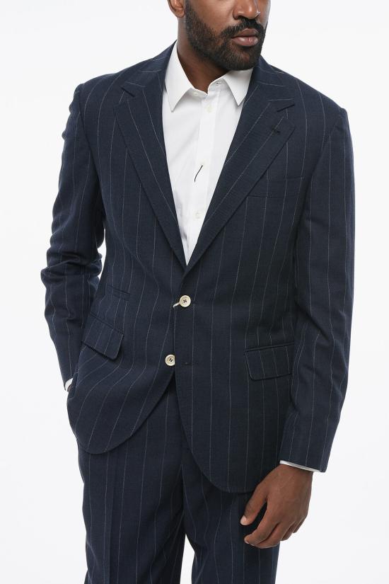  브루넬로 쿠치넬리 수트 세트 MS4847BTH TS484 C002 Blue - BRUNELLO CUCINELLI