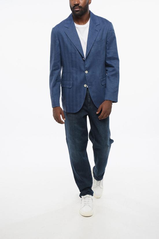  브루넬로 쿠치넬리 수트 자켓 MS4657BTD TS465 C008 Blue - BRUNELLO CUCINELLI