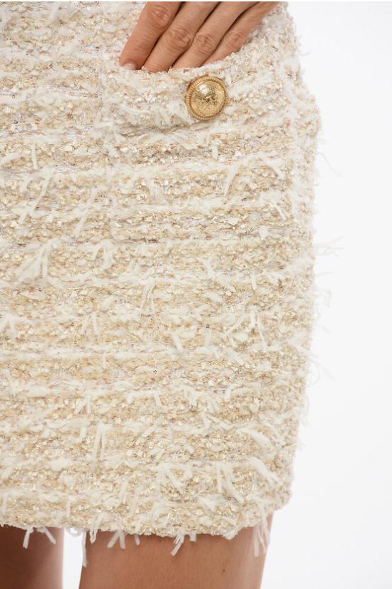  발망 숏 스커트 XF1LB015KB19GAD Beige Bianco Oro - BALMAIN