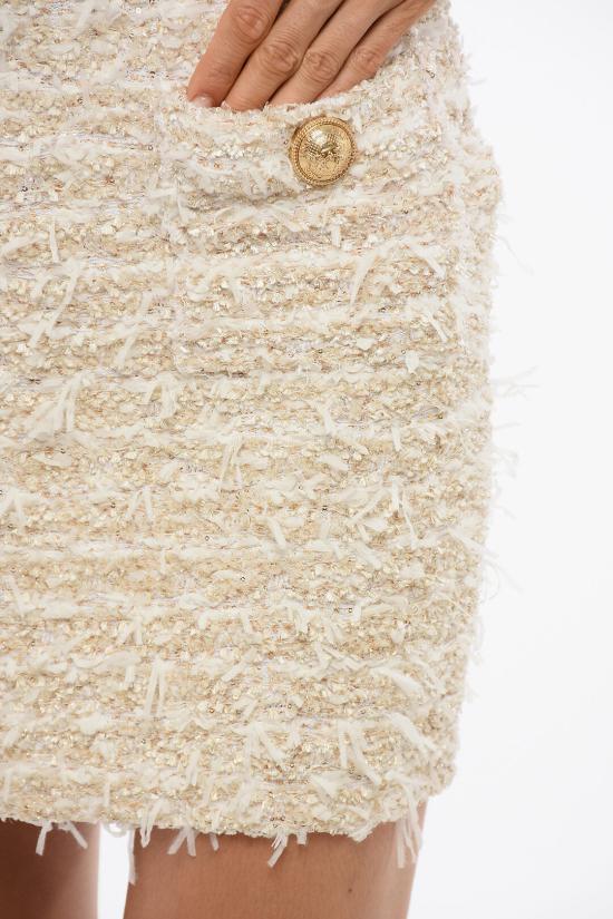  발망 숏 스커트 XF1LB015KB19GAD Beige Bianco Oro - BALMAIN
