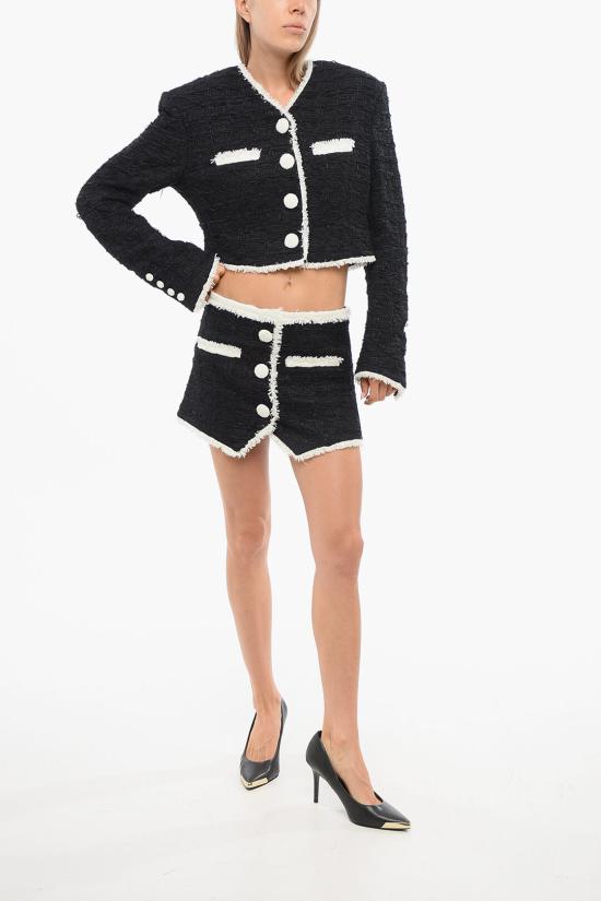  발망 숏 스커트 AF1LA050XC09EAB Black White - BALMAIN